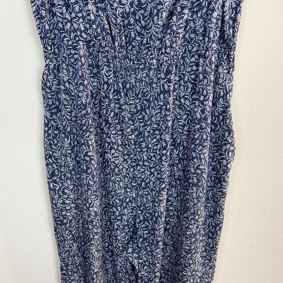 Diane Von Furstenberg Jumpsuit M Navy White Floral Off Shoulder Wide‎ Leg Womens - Picture 3 of 11